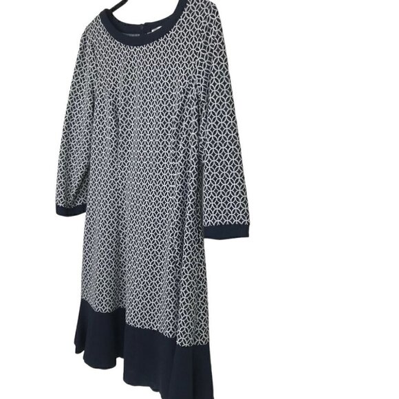 Elizah J Navy Blue And White Floral Like Print Size 14 - Picture 4 of 9